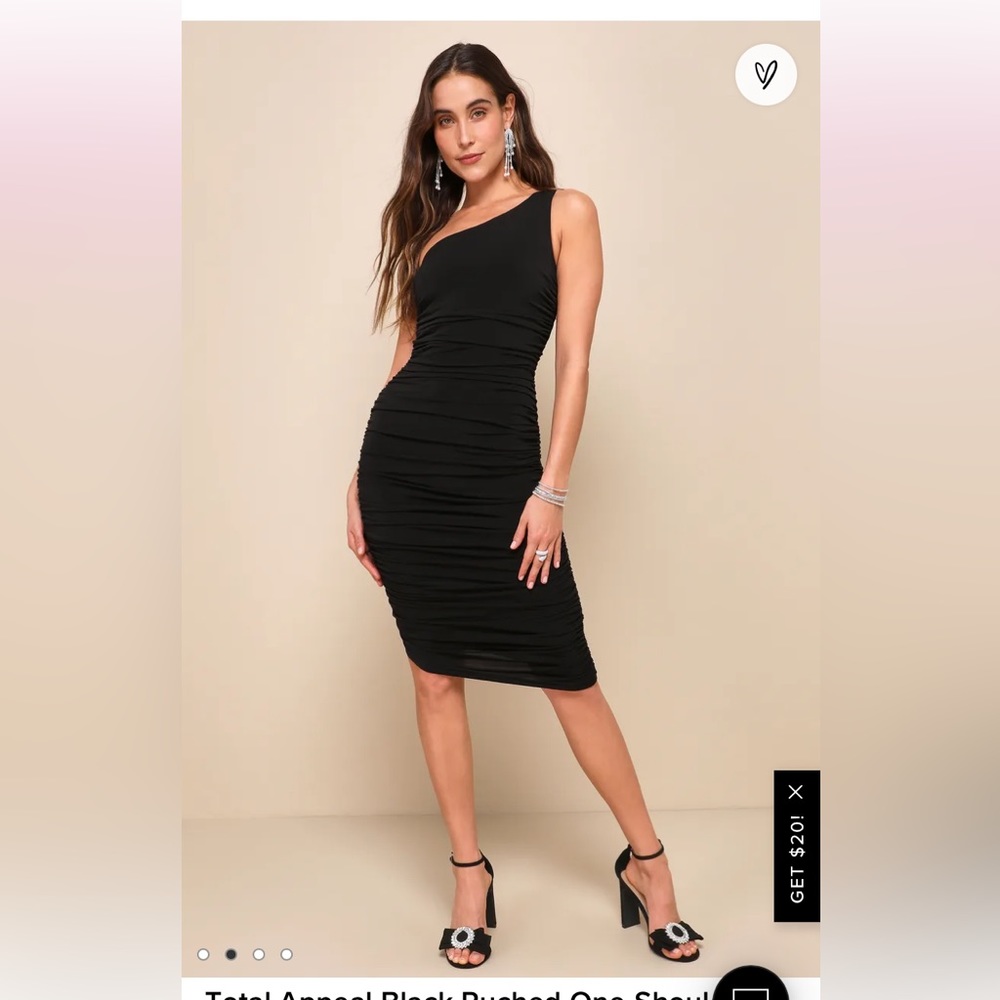 Lulu’s Black Ruched One Shoulder Dress